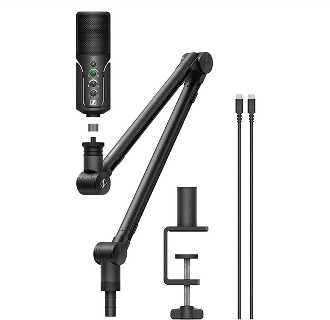SENNHEISER Profile USB 電容式麥克風 懸臂組 麥克風 + 支架 + 連接線 + 收納袋 原廠保固, 黑色, 1組