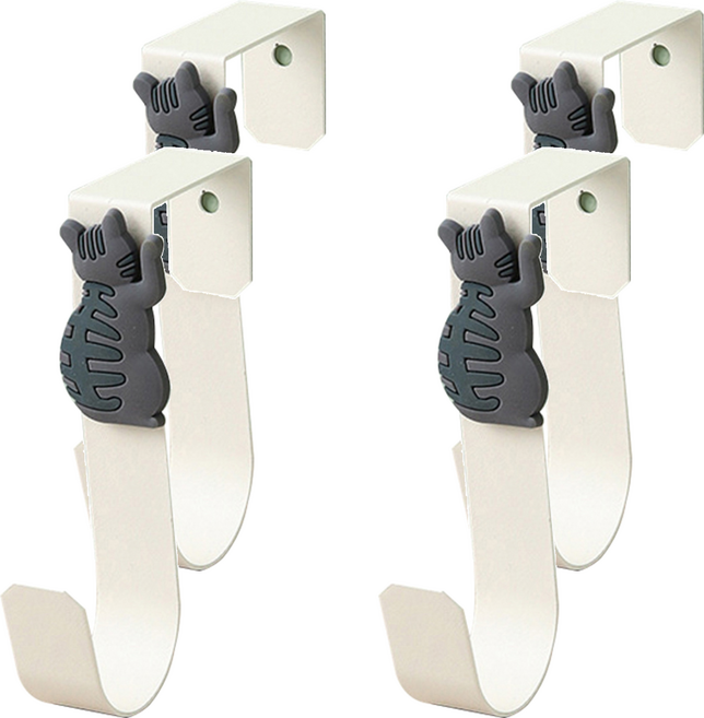 貓咪造型門後掛勾 4個, 象牙白