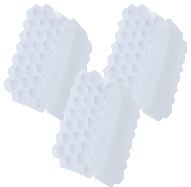 蜂窩造型矽膠製冰塊盒 白色 附蓋子 食品級矽膠 37格, 3個