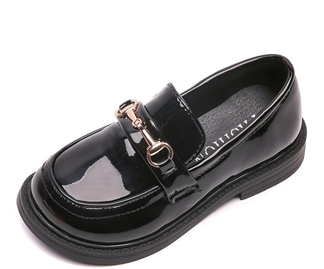 Rulushu 兒童款經典金色鍊條樂福鞋