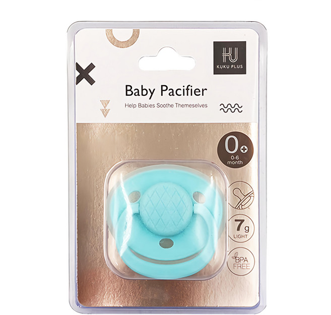 KU.KU Duckbill 酷咕鴨 KUKU PLUS 下午茶安撫奶嘴, 0~6個月, 棉花藍, 1個