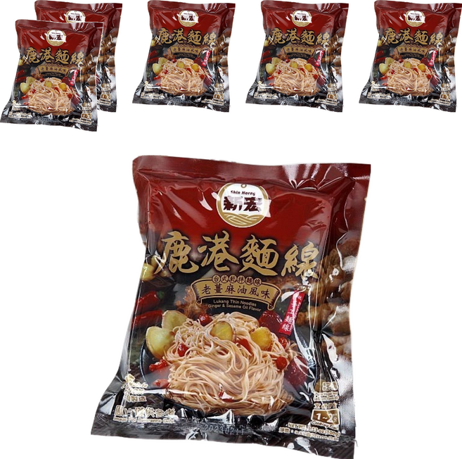 新宏 鹿港麵線 老薑麻油風味 傳統手工麵線, 100g, 6包