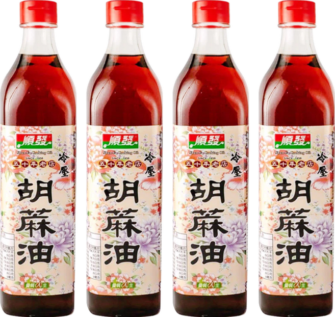 順發油品 冷壓胡麻油, 520ml, 4瓶