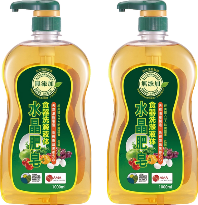 南僑水晶 水晶肥皂 食器洗滌液体, 1L, 2瓶