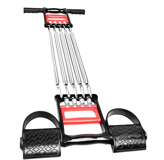 捷華 腳踏彈簧拉力器, 1個, 黑色+銀色