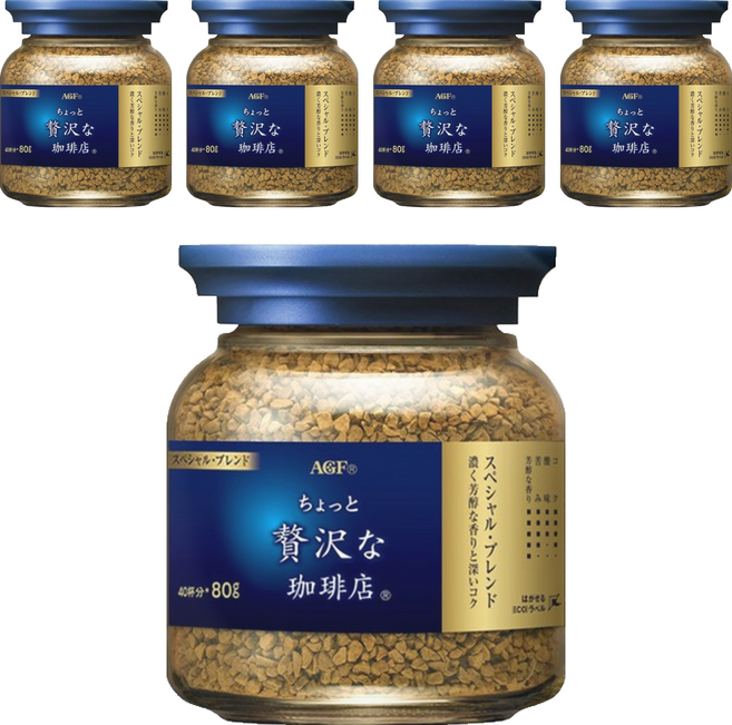 AGF 微奢華咖啡店 香醇咖啡罐 藍金, 80g, 1入, 5罐