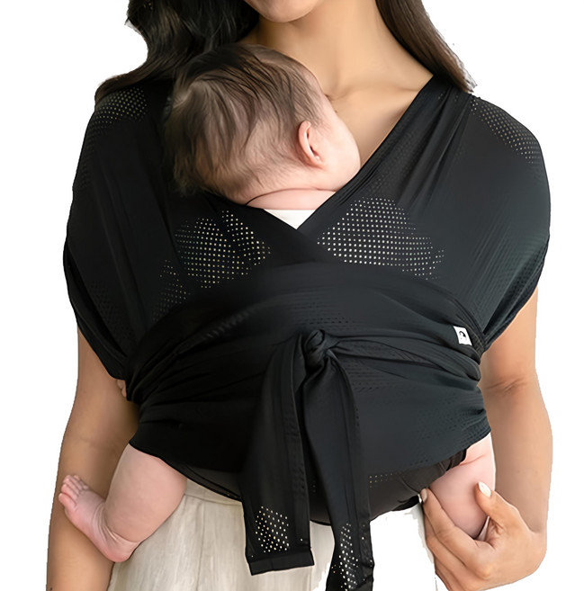 AHOYE 前抱式彈性新生兒揹巾 20kg以下適用, 黑色