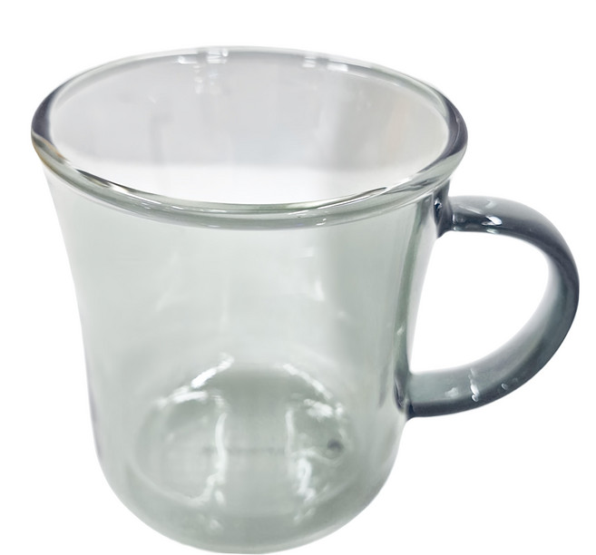 GOODGLAS 好玻 馬克雙層玻璃杯 硼玻璃材質 容量360ml 最高耐熱溫度120°C, 透黑色, 1個