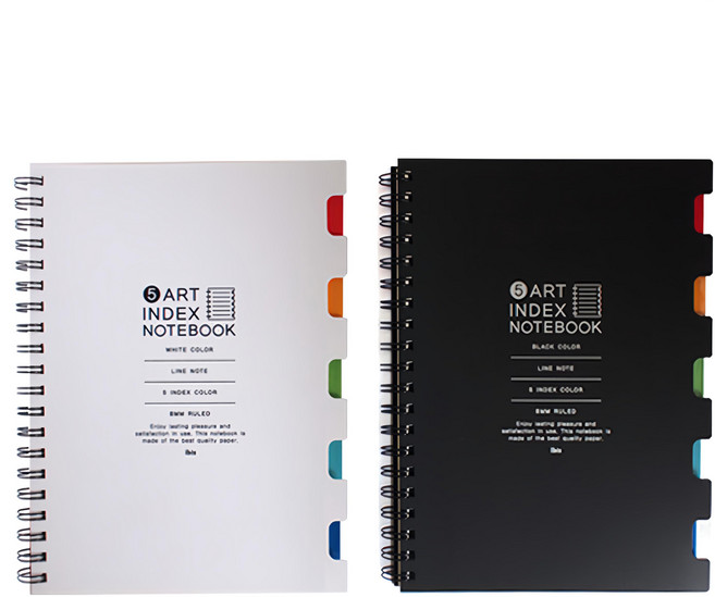ibis 素色分頁標籤筆記本 Art Index, 白色+黑色, 1組