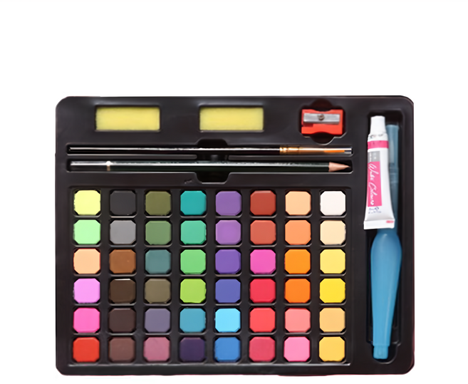 固體水彩筆繪畫套組 包裝顏色隨機, 48色