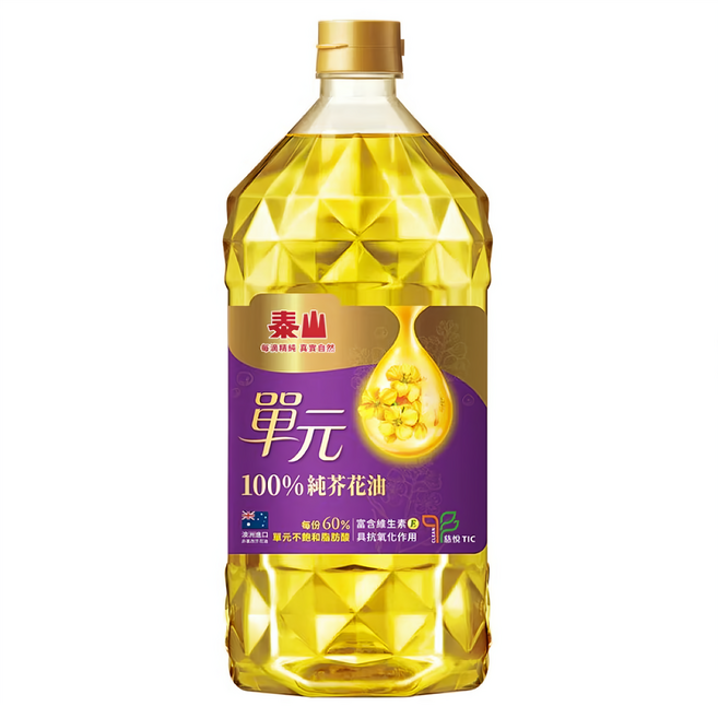 TAISUN 泰山 單元100%純芥花油, 2L, 1桶
