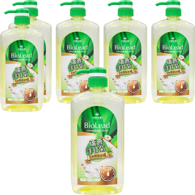 台塑生醫 BioLead 蘆薈洋甘菊 碗盤 洗潔精 洗碗精 壓送瓶, 1kg, 6瓶