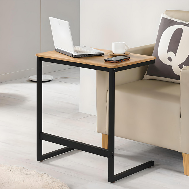 freemade. 維拜 實木邊桌, 原木米色 + 黑色