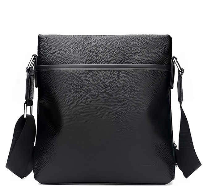 ADDEDIT 簡約皮革坦伯斜背包, 黑色