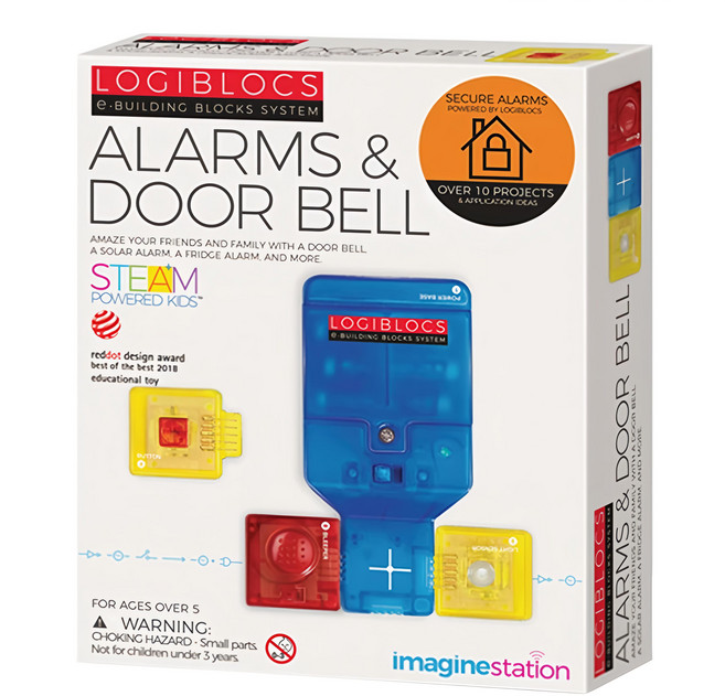 4M LOGIBLOCS IMAGINE STATION 邏輯積木玩具 5歲以上, 警報門鈴 藍色 + 紅色 + 黃色, 1盒