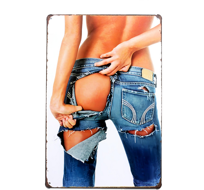 OPUS LOFT 純真年代 仿舊鐵皮畫 牛仔辣妹