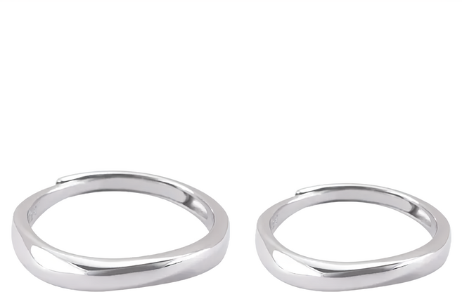 MARIGOLD 美爾朵 真愛無暇情侶可調式戒指2入禮盒 925純銀對戒