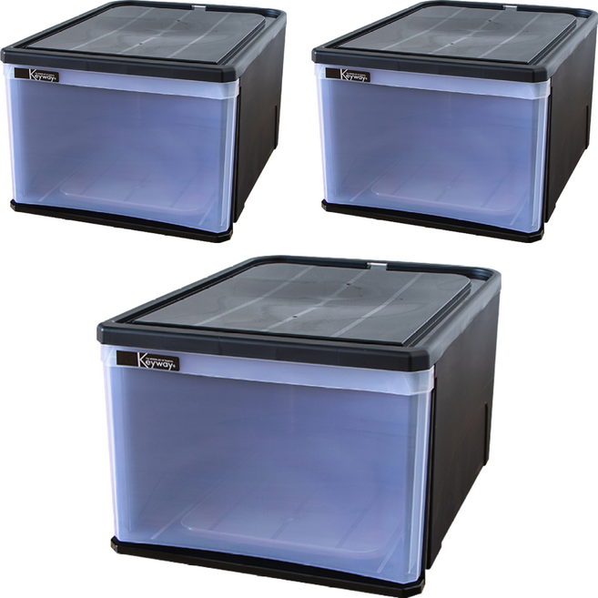 KEYWAY 聯府 抽屜整理箱 45L, 黑色, 3個