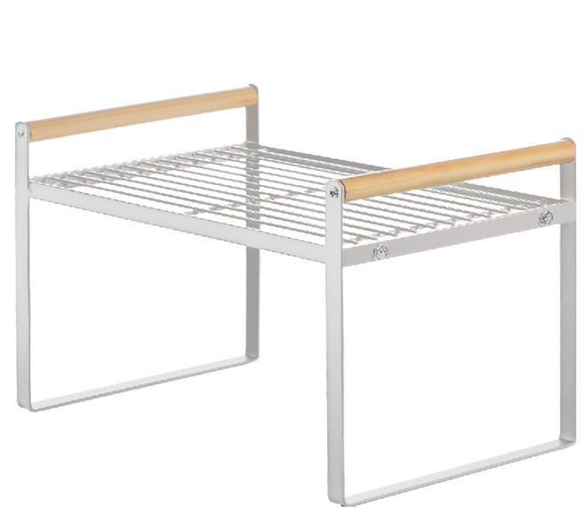 Homely Zakka 日式簡約木質藝鐵多功能分層置物架, 白色, 1個