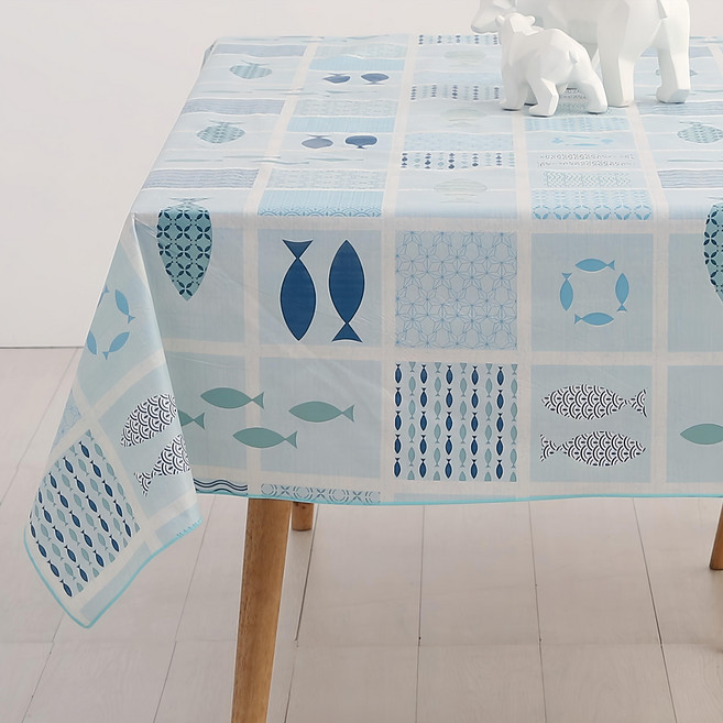 Casa Bella 美麗家居 北歐風防水桌巾, 140 x 220 cm, 藍魚方格, 1個