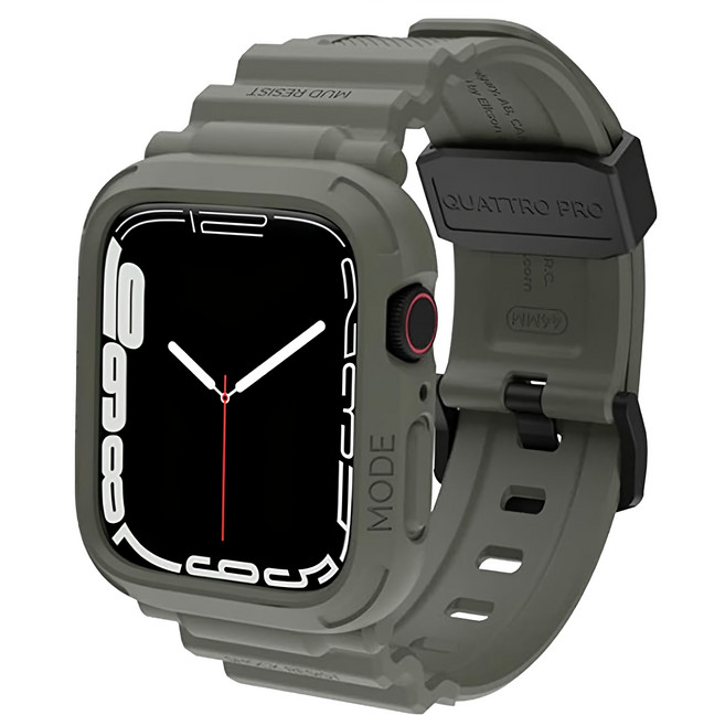 elkson 45mm Apple Watch 9/8/7 quattro pro 柔韌透氣耐磨 TPU 一體成形軍規錶帶, 1個, 炭綠