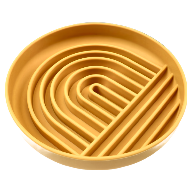 Little poppet 小小毛孩 寵物矽膠慢食碗 19x19x3.8cm, 金沙黃, 1個