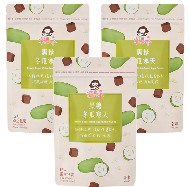 蜜思朵 黑糖冬瓜寒天, 15顆, 17g, 3包
