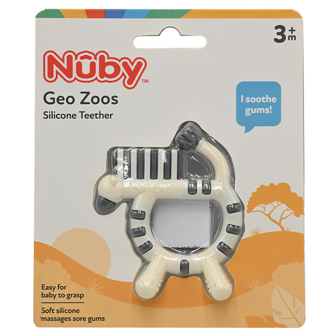 Nuby 童趣動物矽膠固齒器, 固齒器, 斑馬, 1個