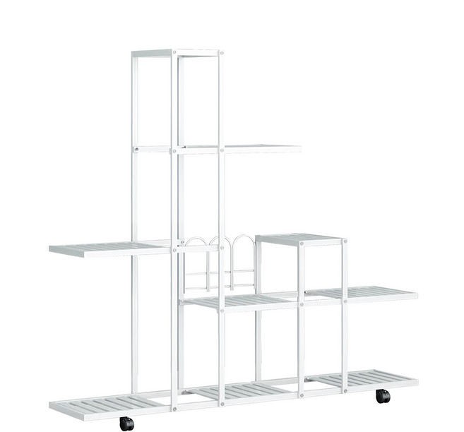 FAmILyLIFE 生活 歐式93面寬附輪移動花架 A-284-W 93 x 22.5 x 92cm 4570g, 淨白色, 4層