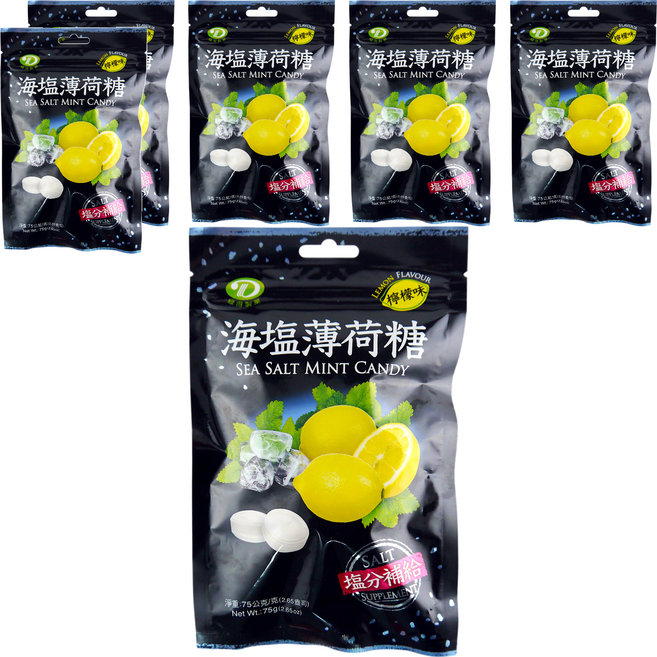 綠得製菓 海塩薄荷糖 檸檬味, 75g, 6包