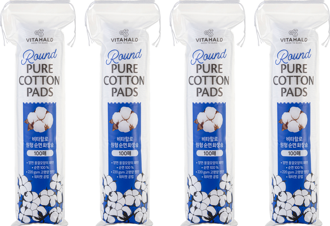 VITAHALO 無螢光圓形化妝棉, 100片, 4包