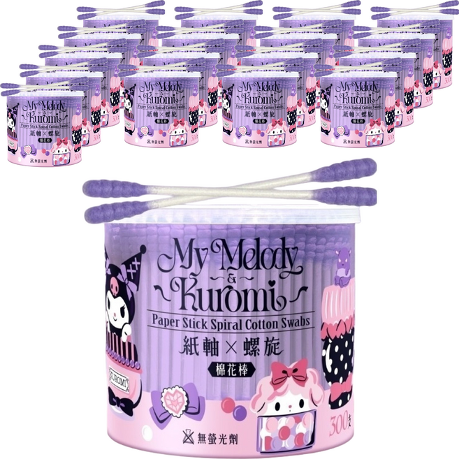 Sanrio 三麗鷗 美樂蒂與酷洛米 螺旋紙軸棉花棒, 300入, 18組