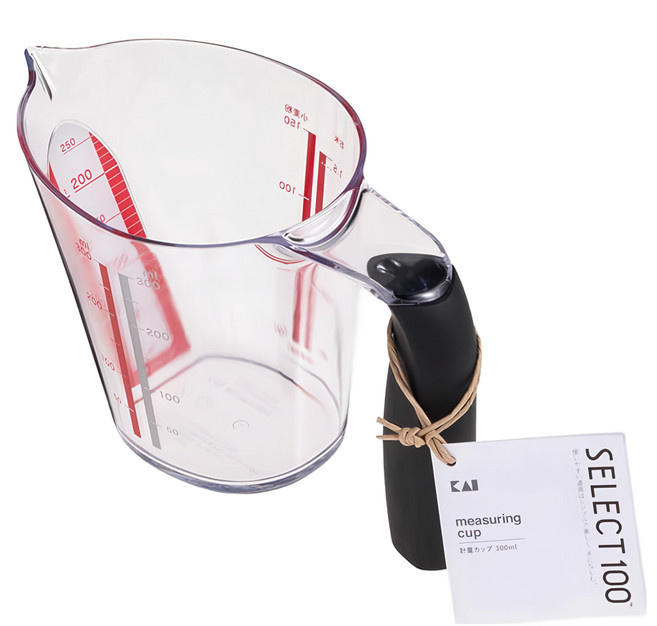 KAI 貝印 SELECT100 量杯, 透明色 + 黑色, 300ml, 1個