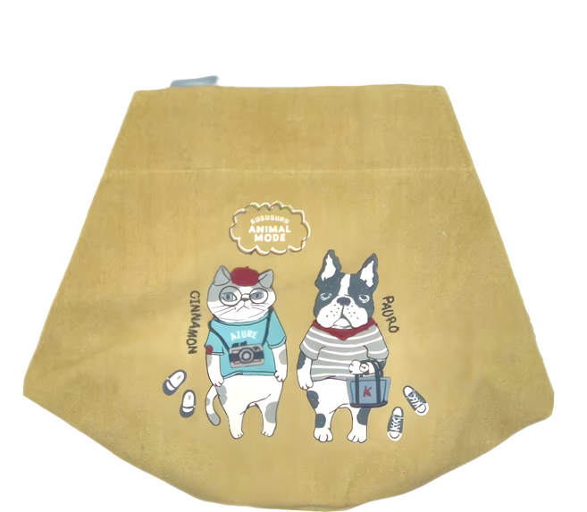kUSUgURU JAPAN 日本眼鏡貓 Animal Mode系列 手提包圓底雙面可用收納包