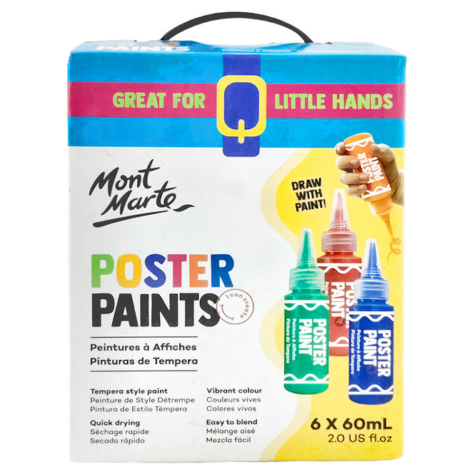 Mont Marte 蒙瑪特廣告顏料套組 (紙盒裝可手提), 60ml, 6色, 1盒