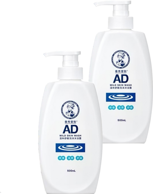 MENTHOLATUM 曼秀雷敦 AD溫和舒敏泡沫沐浴露, 500ml, 2瓶