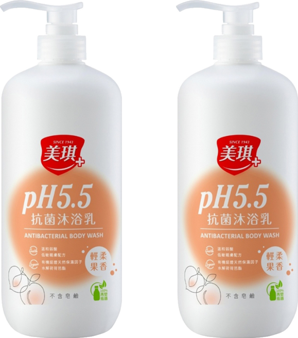 美琪 PH5.5 抗菌沐浴乳 輕柔果香, 1L, 2瓶