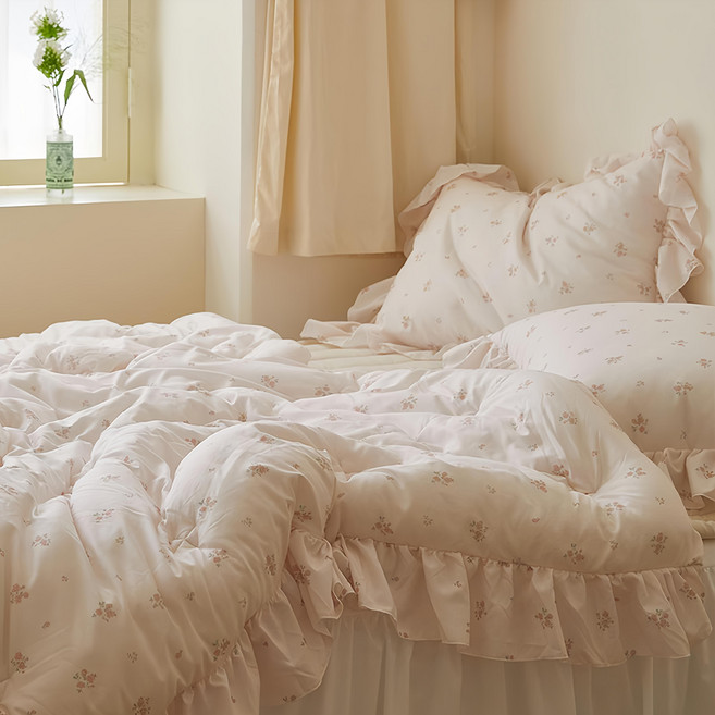 maatila Hotel France 荷葉邊四季被 浪漫玫瑰, 粉紅色