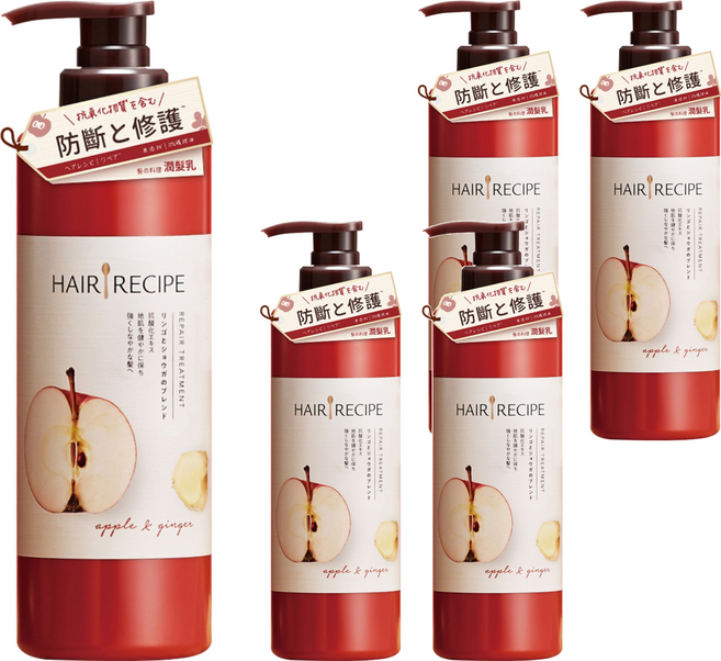 HAIR RECIPE 髮的食譜 防斷修護潤髮乳 蘋果生薑, 530g, 5瓶