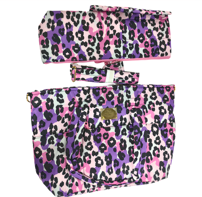 HARU 小晴天本舖 日本布料 側背包 560g 17.5L, 粉紫豹, 1組