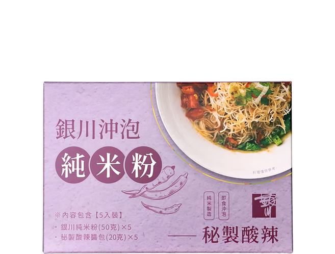 銀川 沖泡米粉 秘製酸辣, 350g, 1盒