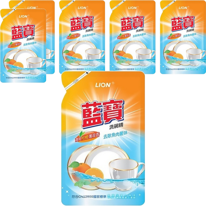藍寶 洗碗精補充包 柑橘香, 800g, 6包