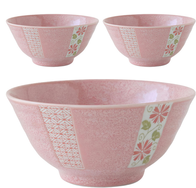 JUST HOME 櫻花藤葉陶瓷碗3件組 日本製 5911-45A1 5.5吋, 1組, 粉紅色, 陶瓷碗