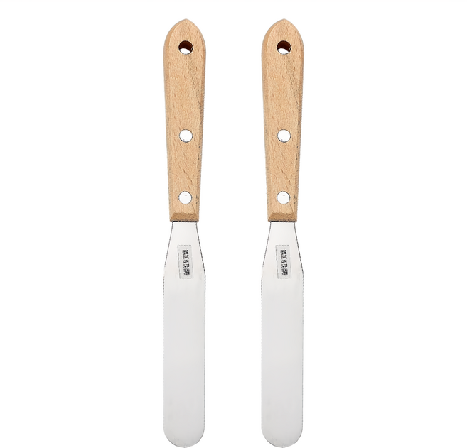 百貨King 金歡喜抹刀 木柄 420不鏽鋼 20x2x0.6cm 中國製, 原木色 + 銀色, 2支