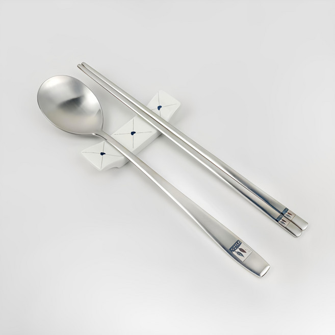 HANIL STAINLESS STEEL 四季高級湯匙筷子組 10人份 (散裝), 1組, 湯匙 + 筷子, 銀色