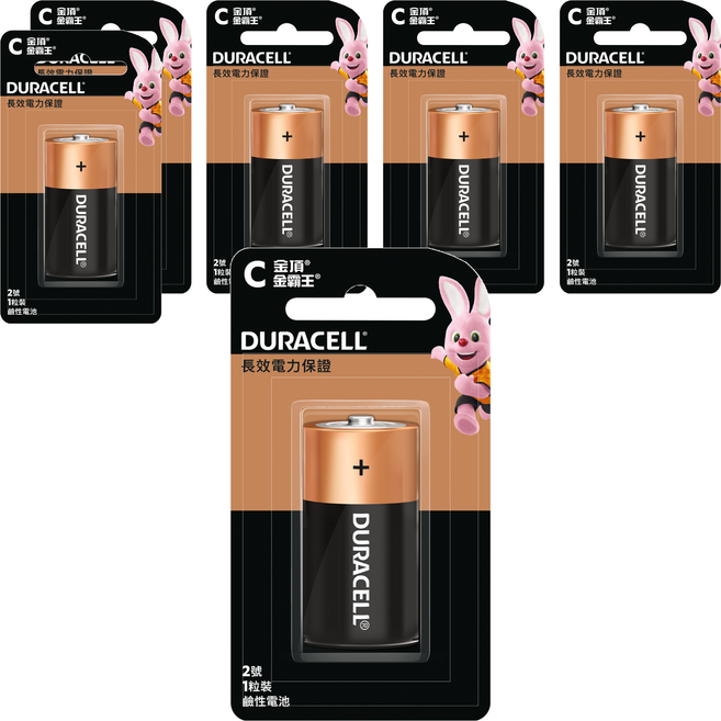 DURACELL 金頂 台灣公司貨 鹼性電池 2號C, 1入, 6顆