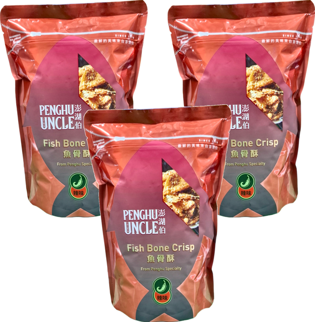 澎湖伯 魚骨酥 辣味, 100g, 3包