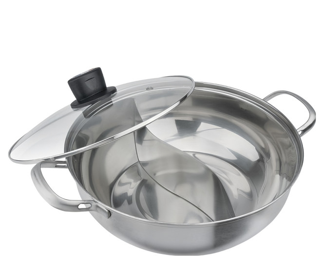 CLARE 鴛鴦火鍋附蓋晶鑽 304, 30cm, 銀色, 1個