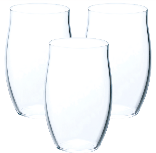 ADERIA 日本製強化弧形薄口杯 115 x 74mm 360m 360ml 3個, 透明