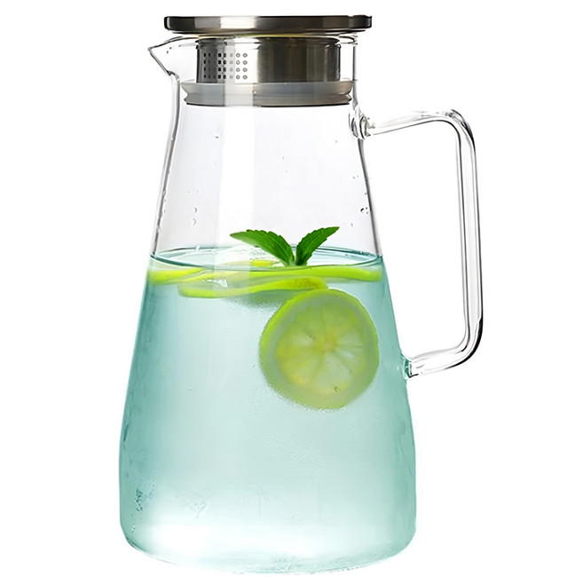 日本FOREVER 耐熱玻璃把手水壺, 透明色 + 不鏽鋼色, 1.8L, 1個, 12 x 12 x 23.5cm, 1.8L, 630g